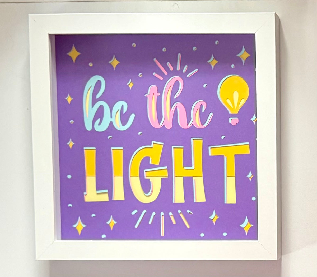 Be the Light layered paper shadow box - 8x8 - White Frame