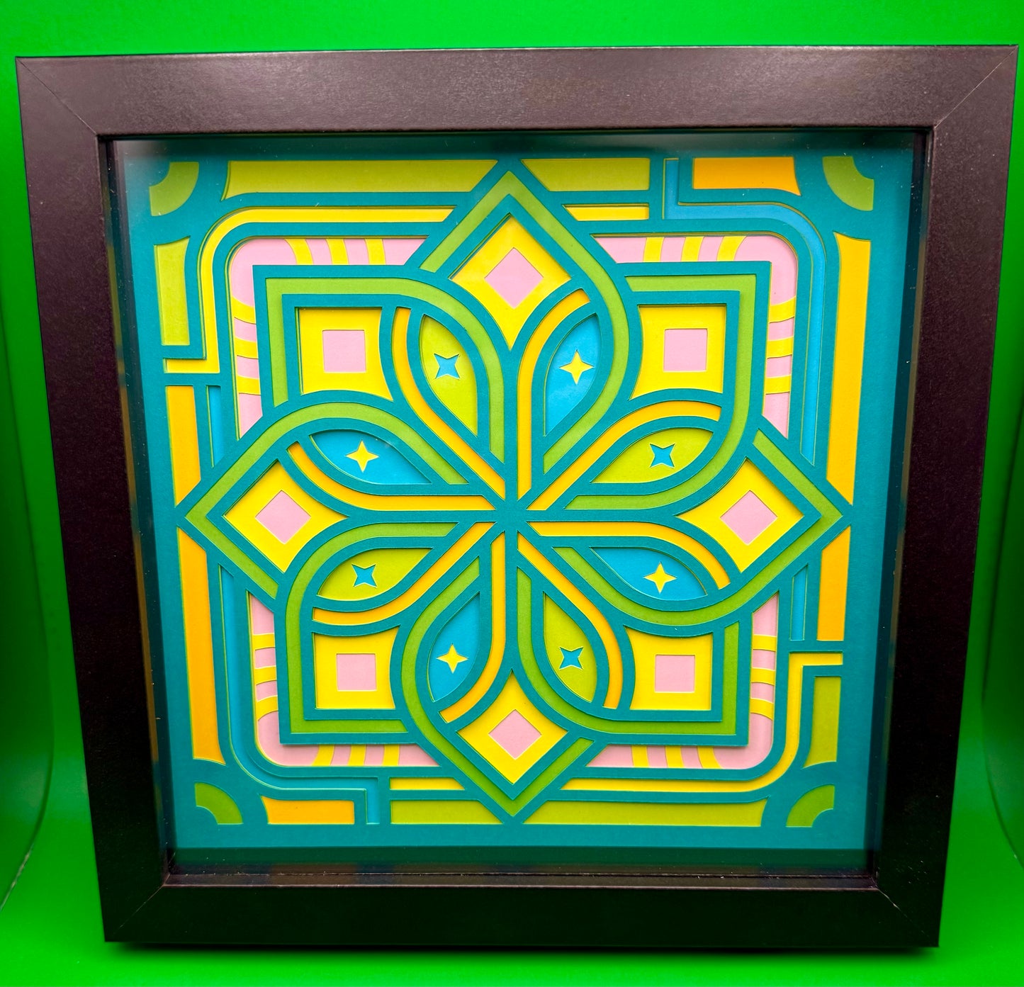 Celtic Mandala layered paper shadow box - 8x8 - Black Frame