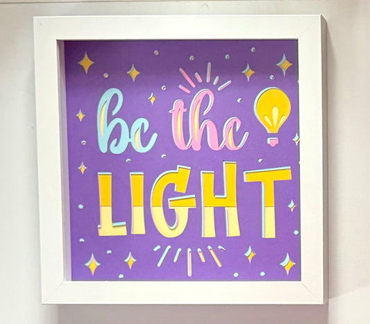 Be the Light layered paper shadow box - 8x8 - White Frame