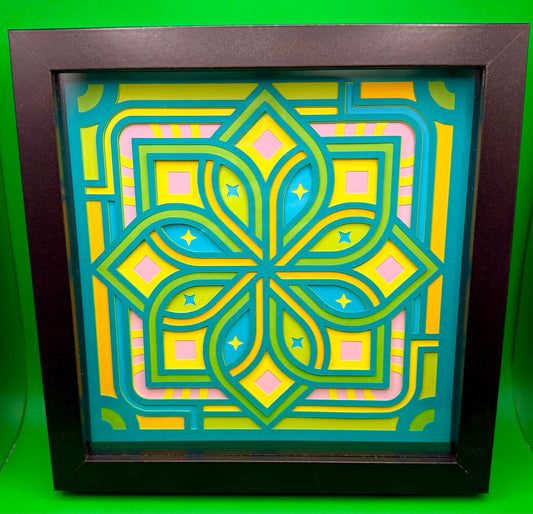 Celtic Mandala layered paper shadow box - 8x8 - Black Frame